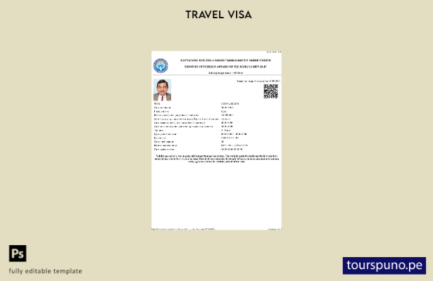 Plantilla de visa electrónica para la República Kirguisa lista para imprimir